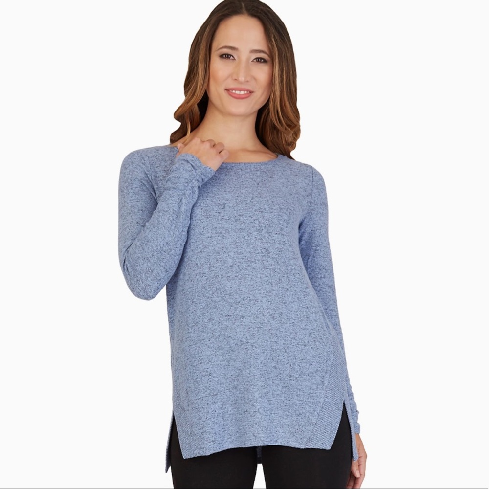 Petite Apt. 9 Fuzzy High-Low Sky Blue Tunic Size SP